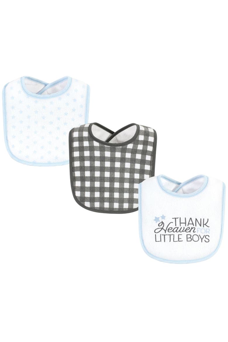 Absorbent Fiber Filled 3-Pack Bib Collection, Main, color, Thank Heaven Blue Stars