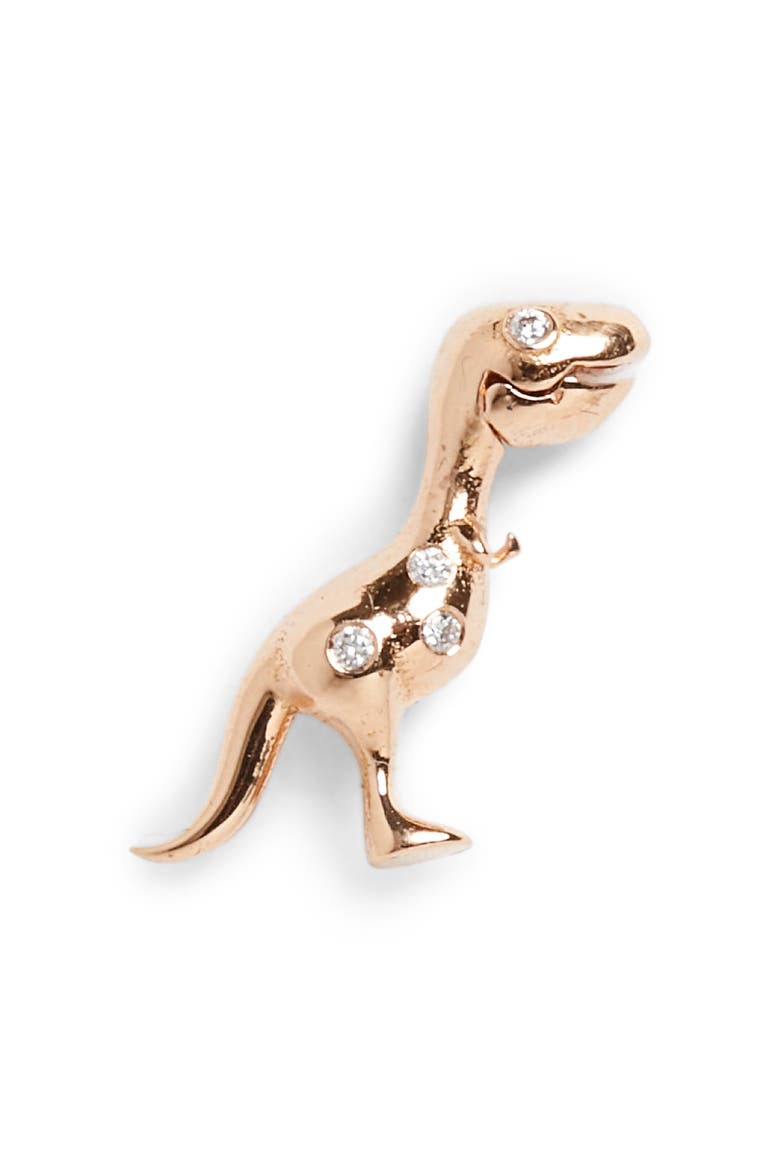x "Jurassic Park" 25th Anniversary Baby T-Rex Stud Earring (Nordstrom Exclusive), Main, color, PINK GOLD