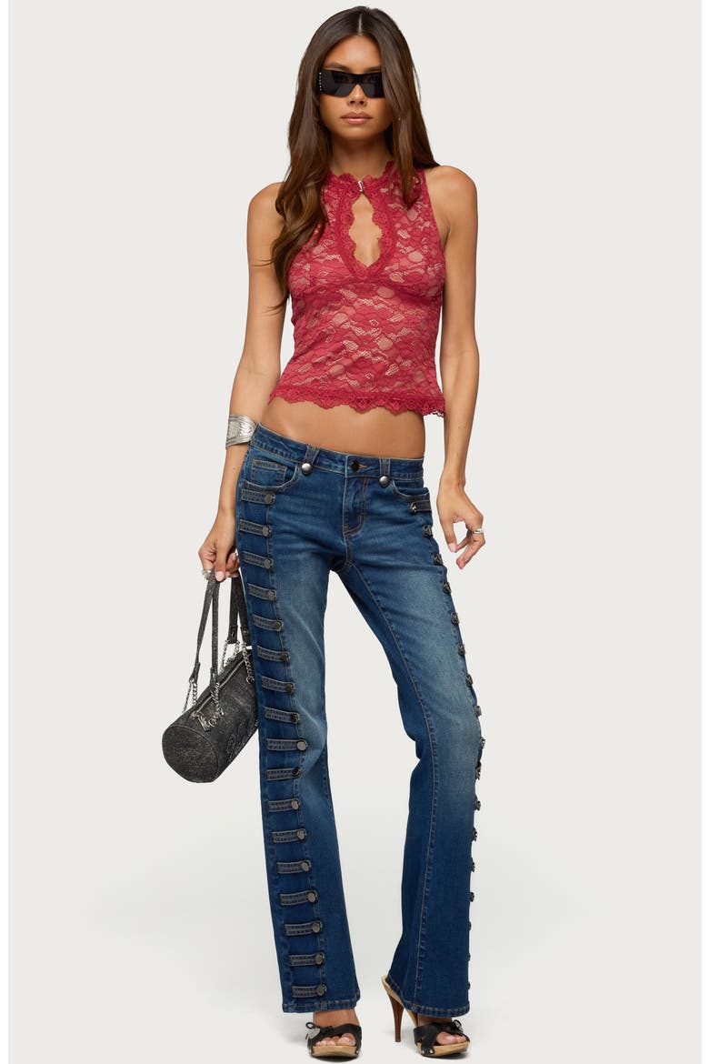 Frieda Keyhole Cutout Lace Top, Alternate, color, BURGUNDY