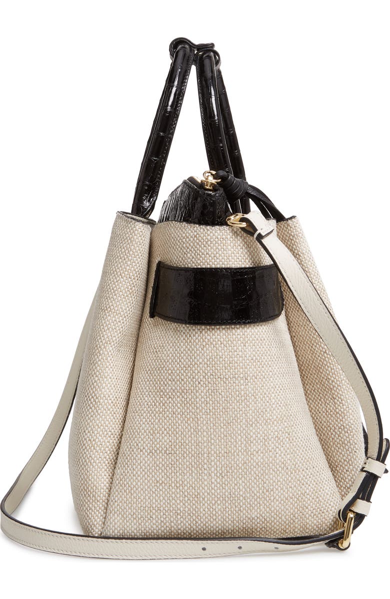 Nancy Gonzalez Large Cristie Linen & Genuine Crocodile Tote, Alternate, color,