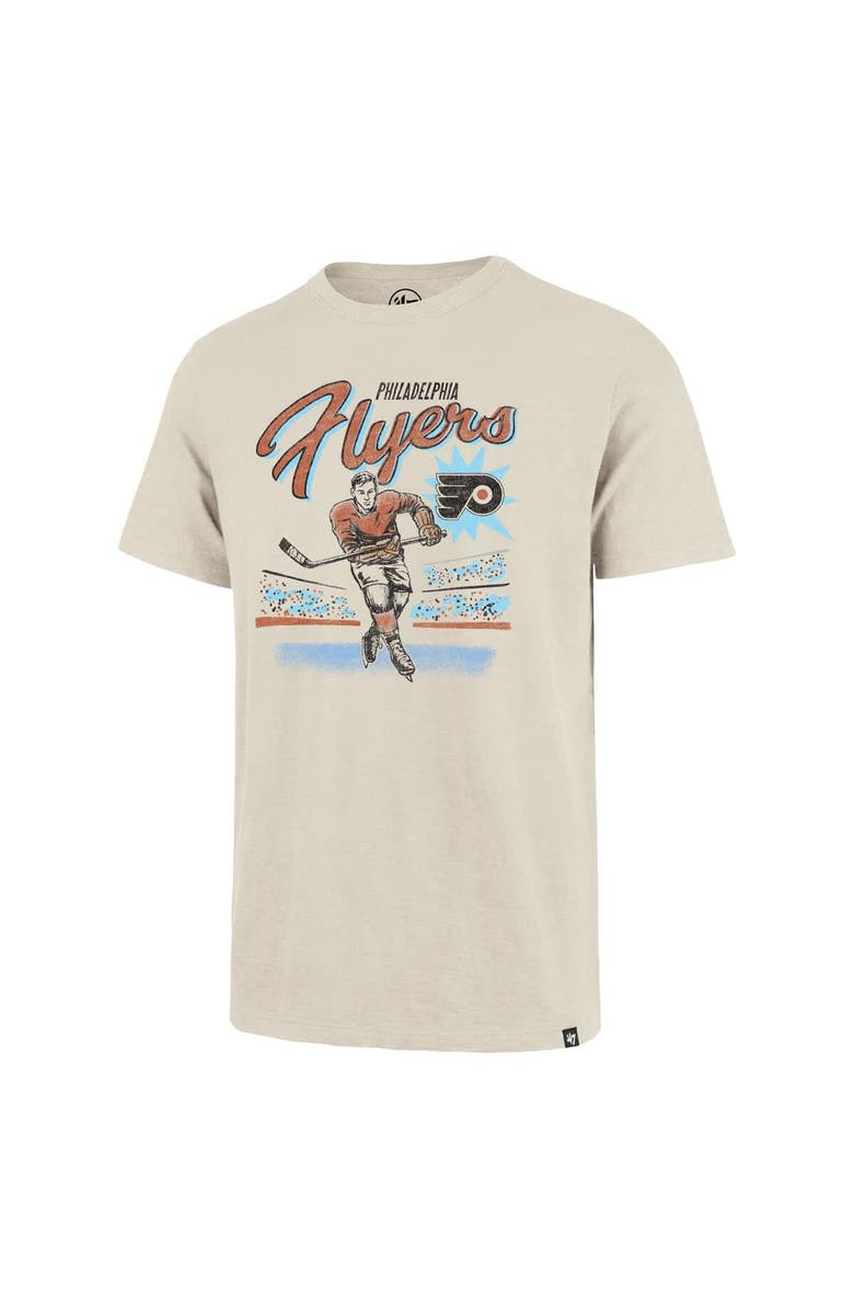 '47 Men's '47  Natural Philadelphia Flyers Hockey Player Golden Age Scrum T-Shirt, Alternate, color, Natural