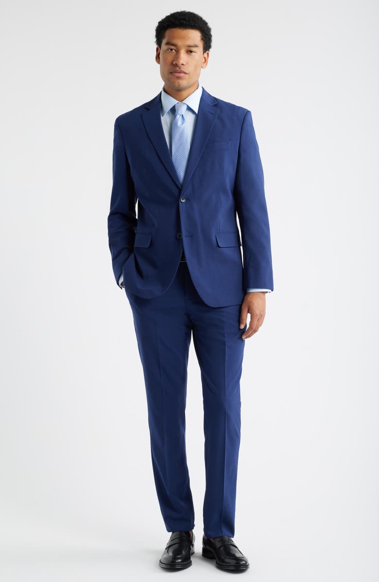Nordstrom Henrik Trim Fit Solid Stretch Wool Suit Pants, Alternate, color, Navy Peacoat