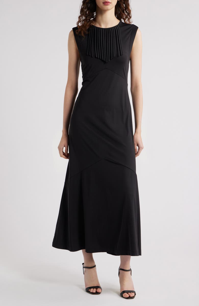 Du Paradis Bluebell Western Fringe Detail Maxi Dress, Main, color, Black