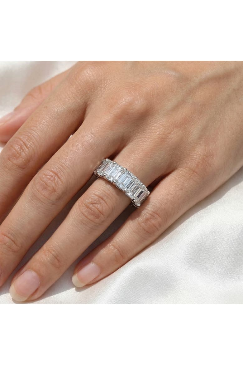 6Ct TW Emerald Cut Diamond Ring U Prong Lab Grown 14k or Gold, Alternate, color, 14k White Gold