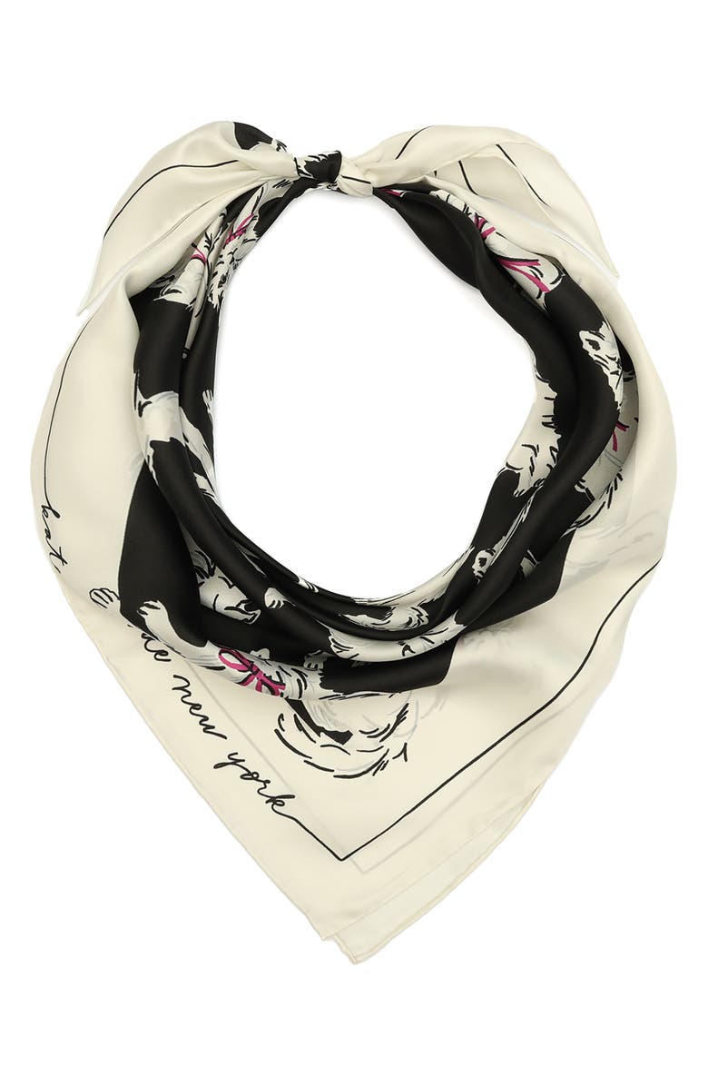 Kate Spade New York pretty kitty silk square scarf, Main, color,