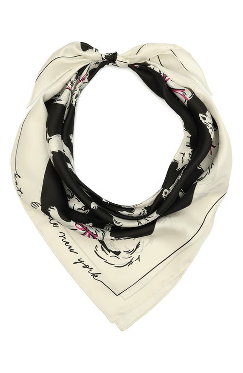 Kate Spade New York Pretty Kitty Silk Square Scarf In Black/cream