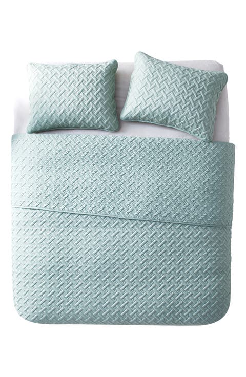 Nina Embossed Basketweave Quilt Set - Twin