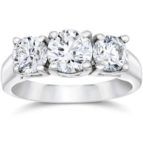 1 1/2ct 3 Stone Round Diamond Engagement Ring 14K Gold Lab Grown
