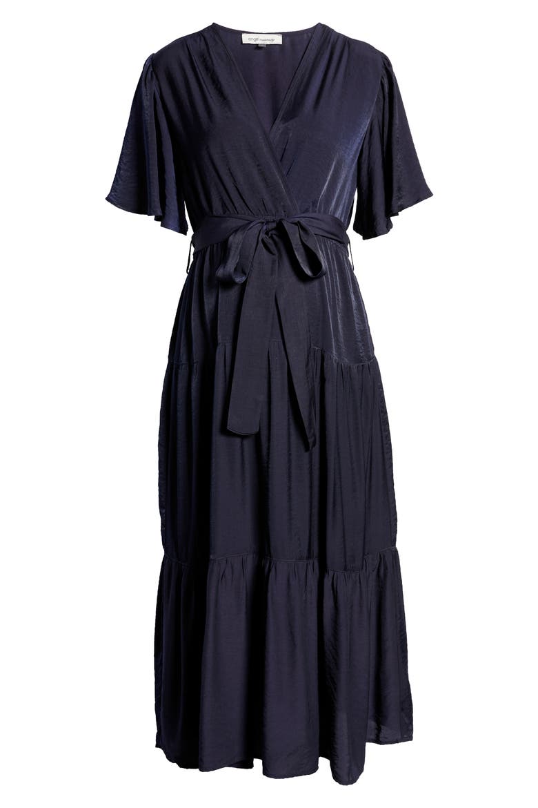 Crossover Faux Wrap Maternity Dress, Alternate, color, NAVY
