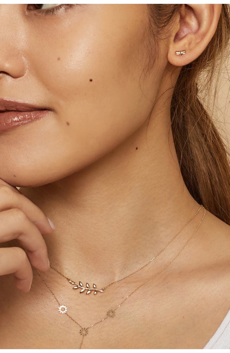 Oradina 14K Yellow Gold Flora Studs, Alternate, color, Yellow Gold