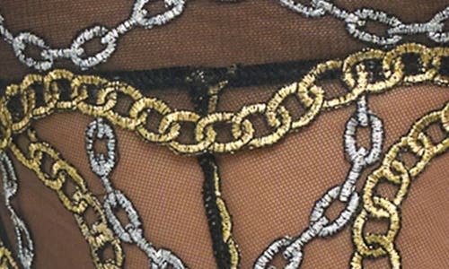 Oh La La Cheri Cely Chain Link Embroidered Mesh Teddy In Black