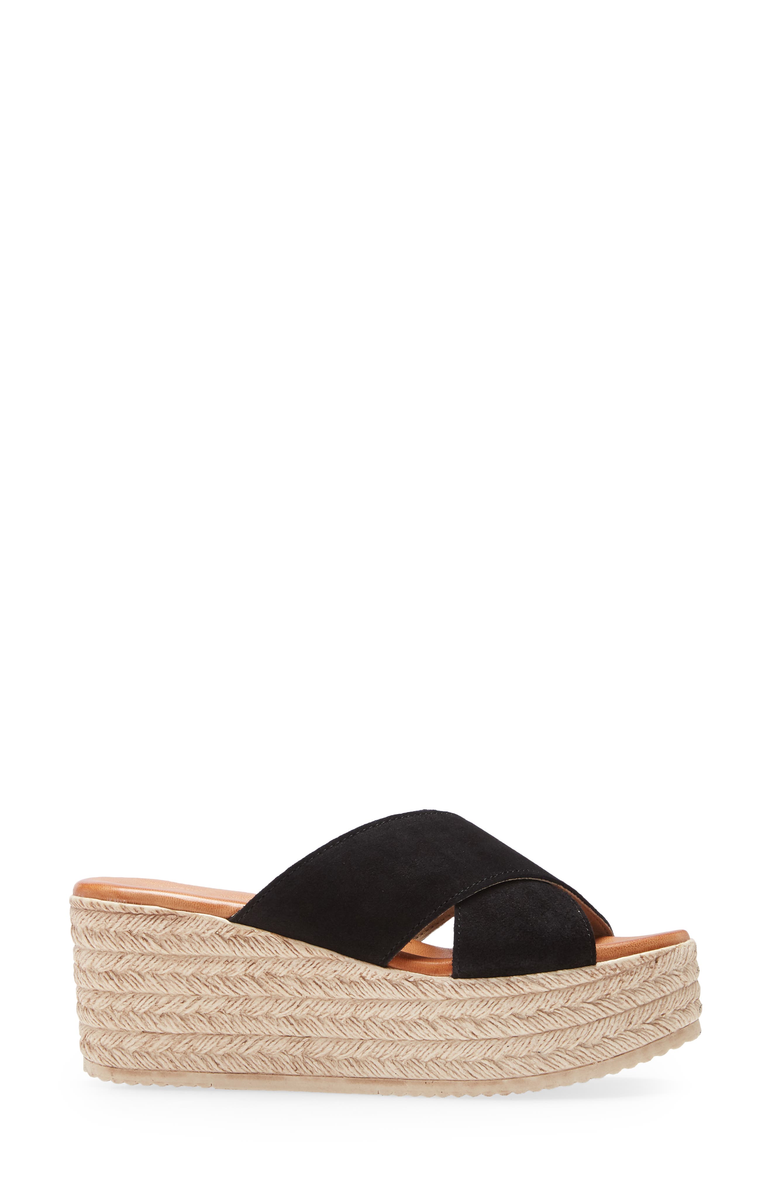 Cordani Bella Espadrille Wedge Sandal, Alternate, color, Black Suede