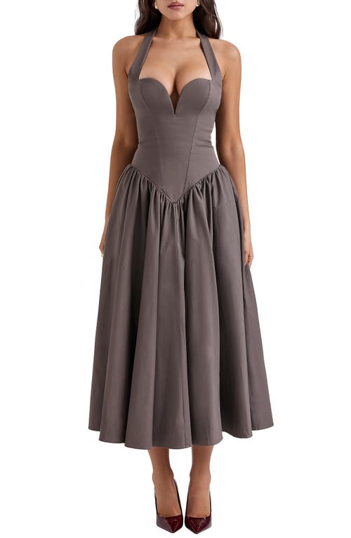 HOUSE OF CB A-Line Halter Dress in Pebble Grey  product
