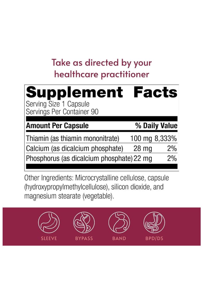 Vitamin B1 Thiamin Energy Support Mini Capsules 100 mg 90 Count, Alternate, color, None