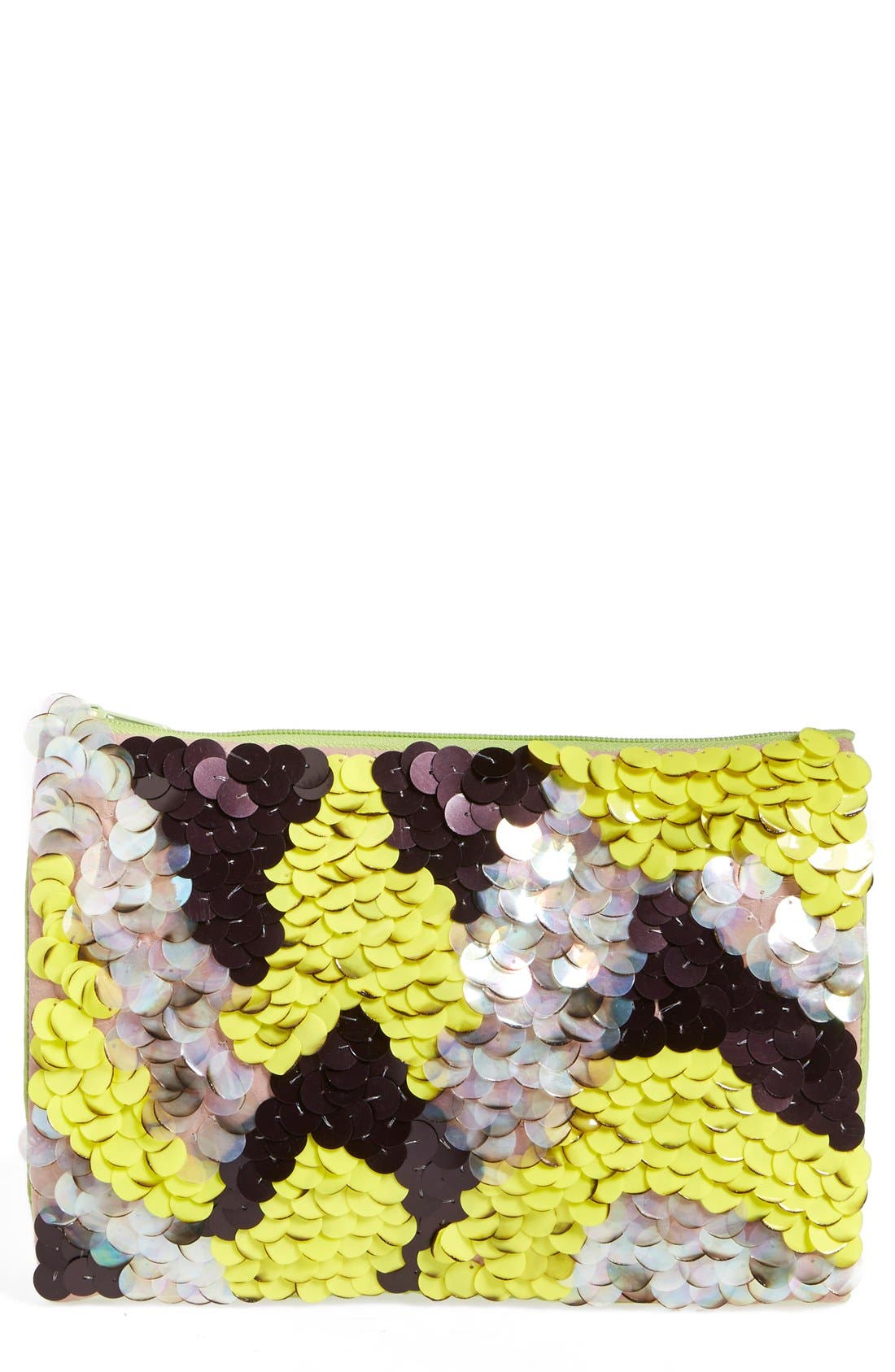 Berry Ombré Sequin Clutch, Main, color, 