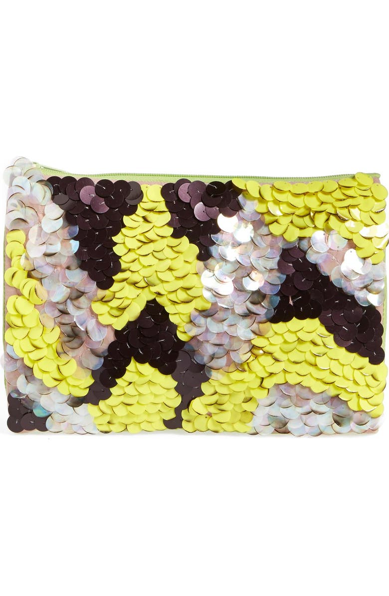 Berry Ombré Sequin Clutch, Main, color,