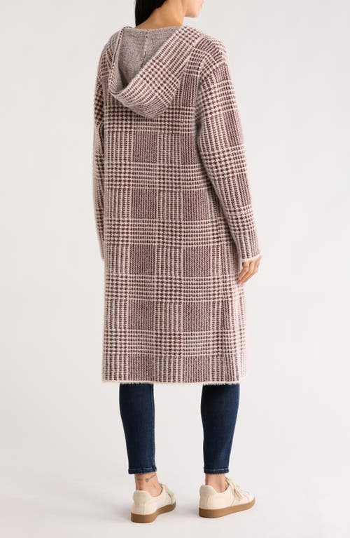 Love Token Plaid Hooded Cardigan Duster In Neutral