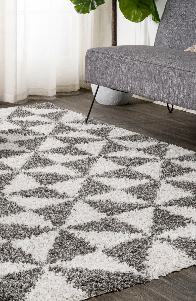 JONATHAN Y Alcudia Geometric Shag Area Rug, Alternate, color, Beige/Dark Gray