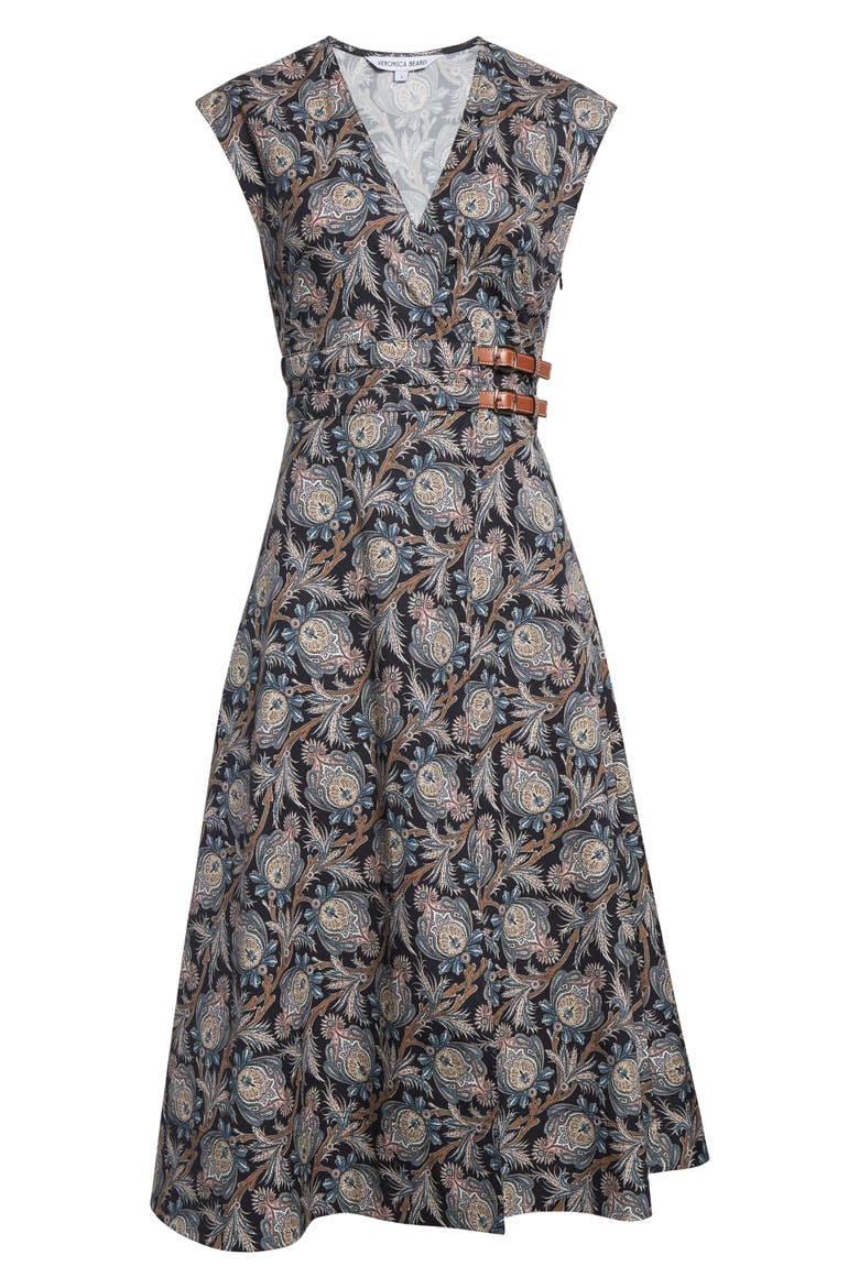 Nilsen Paisley Floral Stretch Cotton Midi Dress, Alternate, color, BLACK MULTI