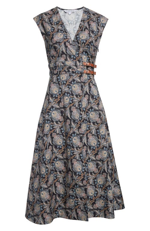 Veronica Beard Nilsen Paisley Floral Stretch Cotton Midi Dress In Black