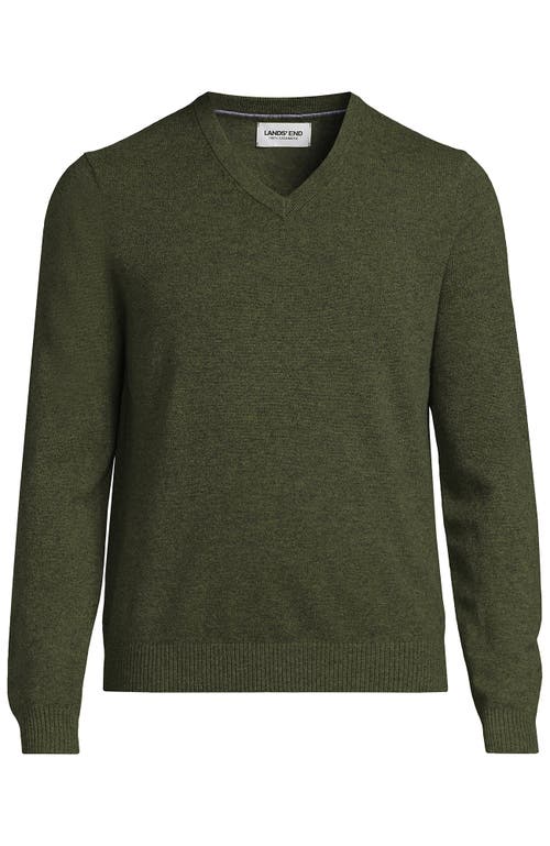 Lands' End Fine Gauge Cashmere V-neck Sweater In Green