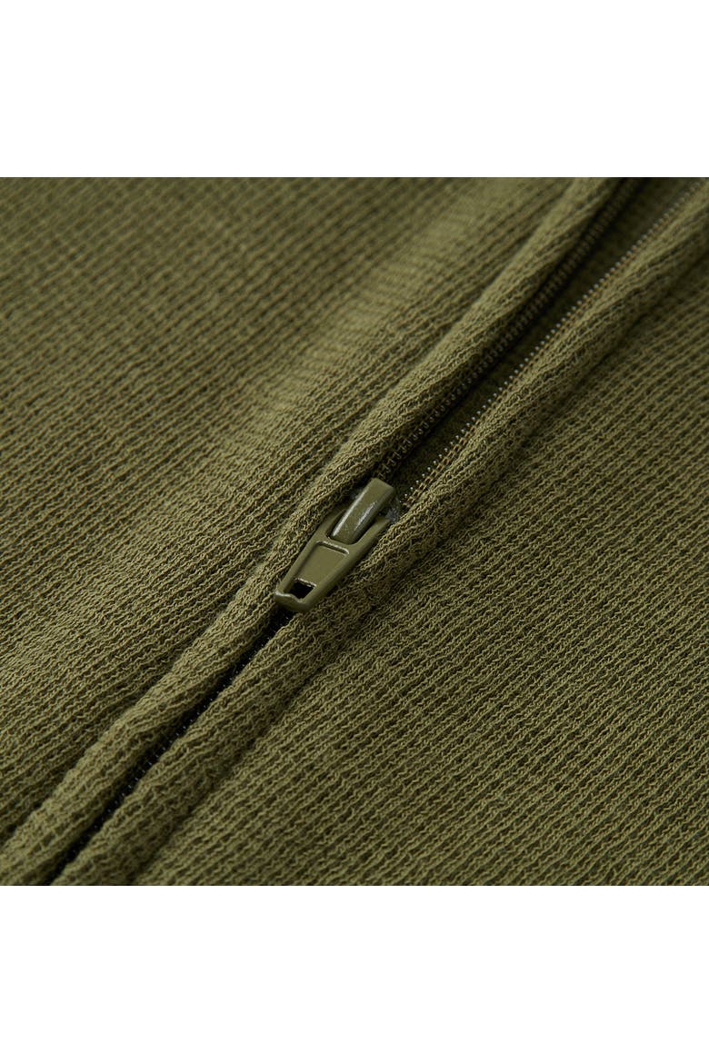 Waffle Zipper Pajama, Alternate, color, Olive