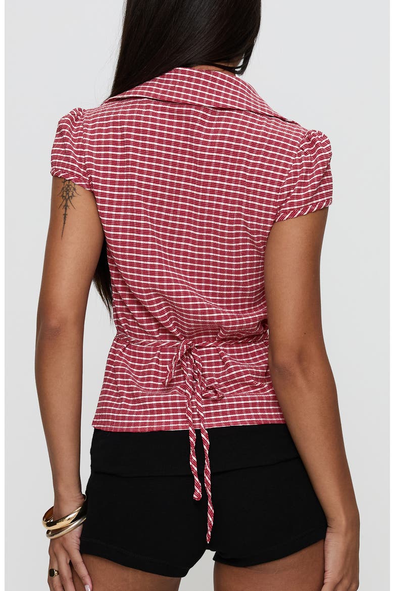 Arianwyn Gingham Button-Up Shirt, Alternate, color, RED CHECK