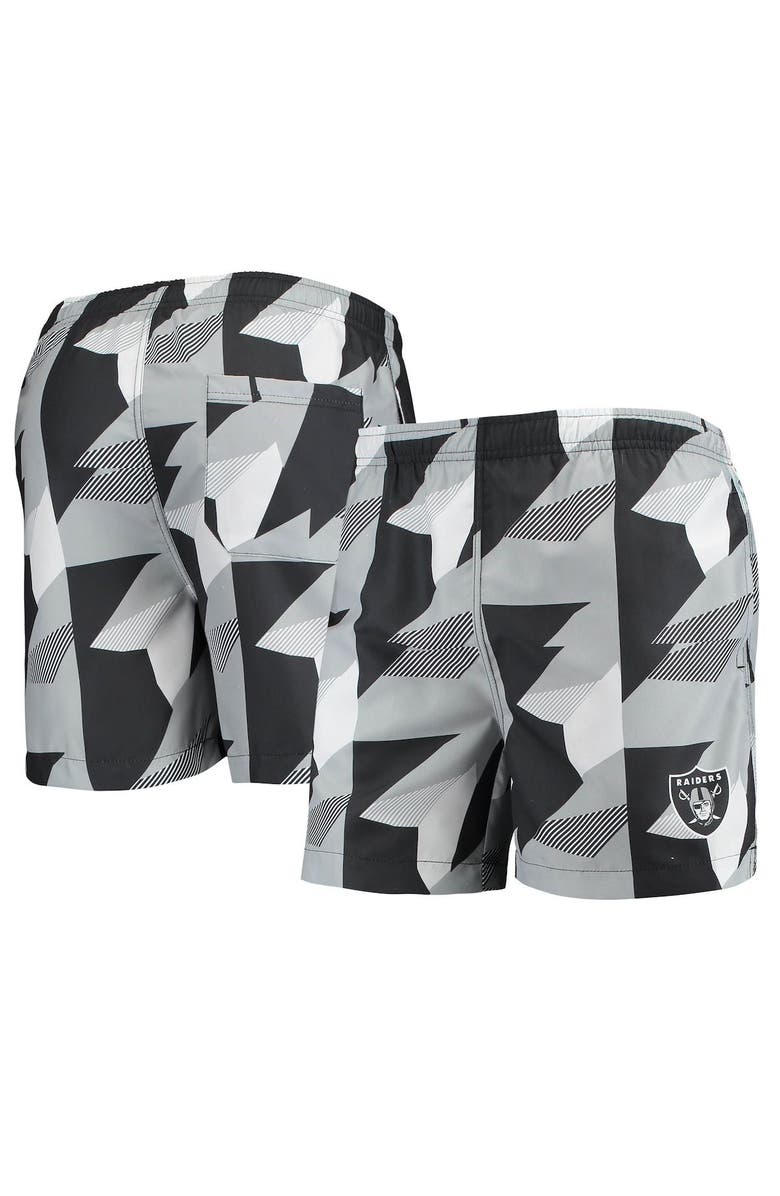 FOCO Men's FOCO Black/Silver Las Vegas Raiders Geo Print Swim Trunks, Alternate, color,