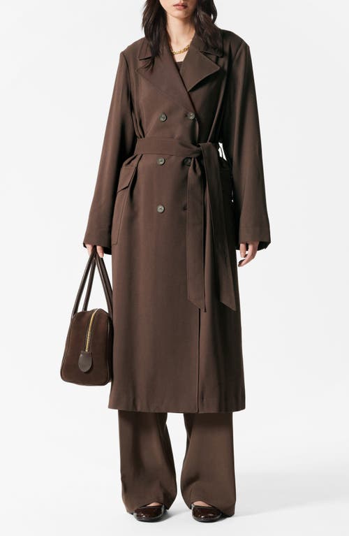 & Other Stories Belted Double Breasted Trench Coat in Dark Brown  product