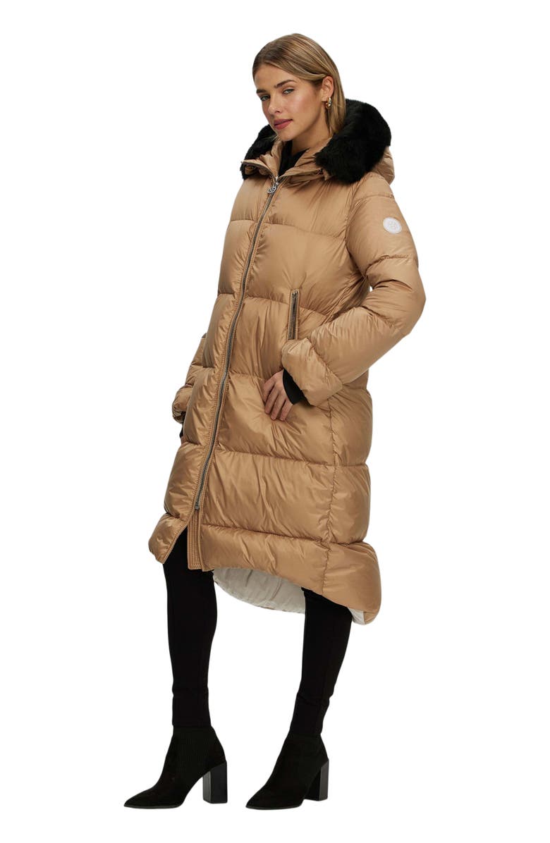 GORSKI Apres-Ski Long Jacket With Detachable Toscana Trim, Alternate, color, Camel/Black