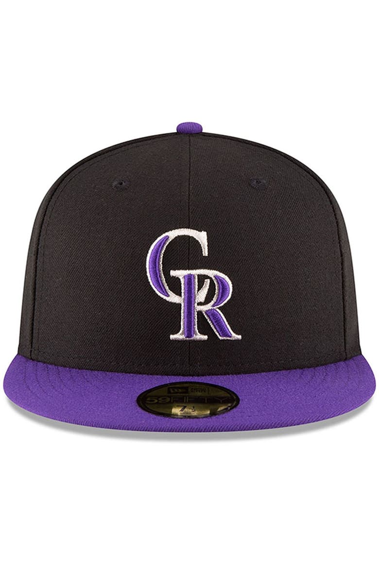 Men's New Era Black/Purple Colorado Rockies Authentic Collection On Field 59FIFTY Structured Hat, Alternate, color, BLACK