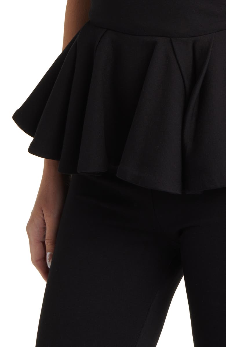 bebe Strapless Peplum Catsuit, Alternate, color, 