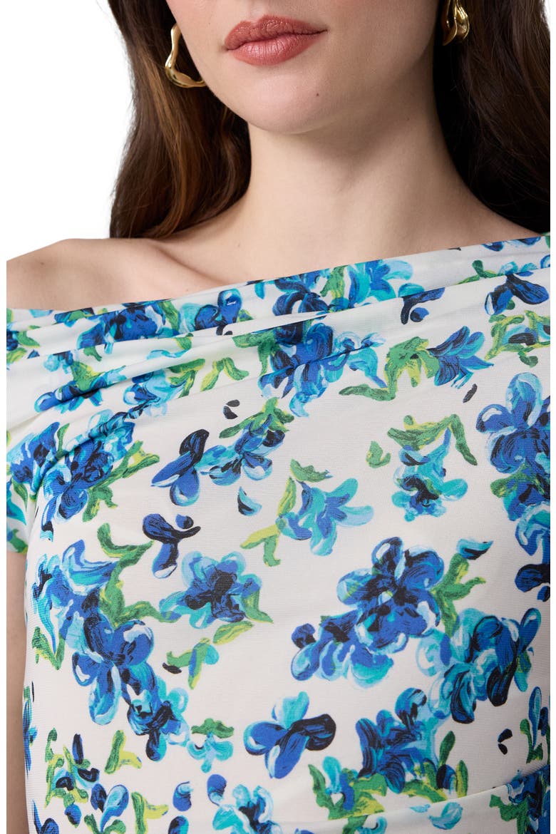 Wittrock Floral Off the Shoulder Faux Wrap Midi Dress, Alternate, color, MEADOW IBIZA BLUE