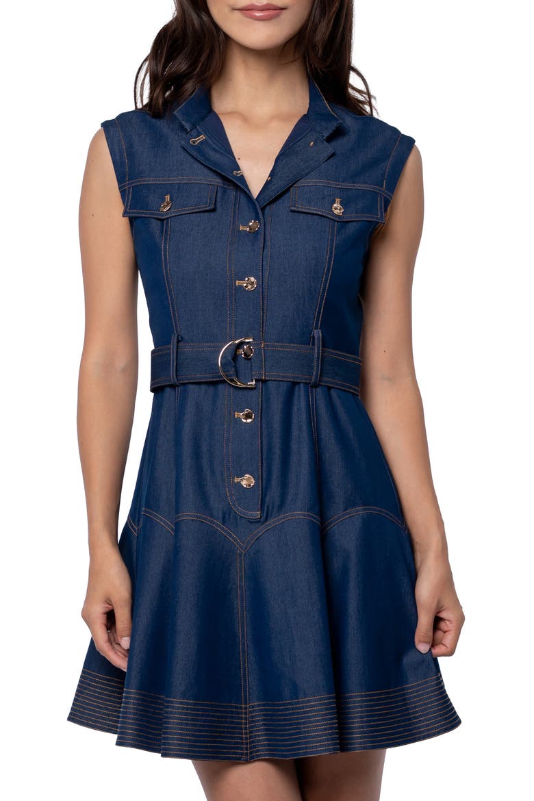Vita Topstitch Detail Dress, Alternate, color, NAVY