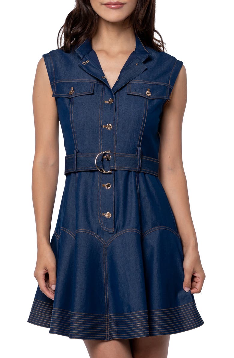 CIEBON Vita Topstitch Detail Dress, Alternate, color, Navy