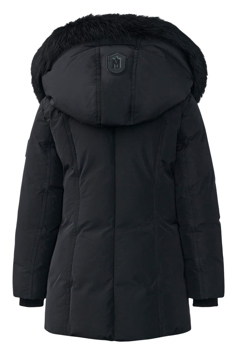 Kids' Leelee Faux Fur Trim Parka with Genuine Leather Trim, Alternate, color, BLACK