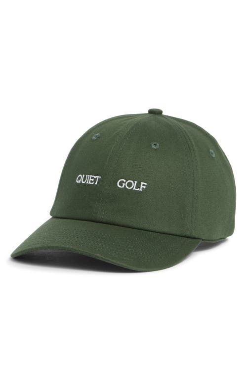 Quiet Golf Logo Embroidered Adjustable 6-panel Cotton Ball Cap In Green