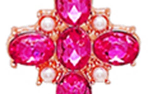 Guess Crystal Cross Charm Layered Necklace In Pink