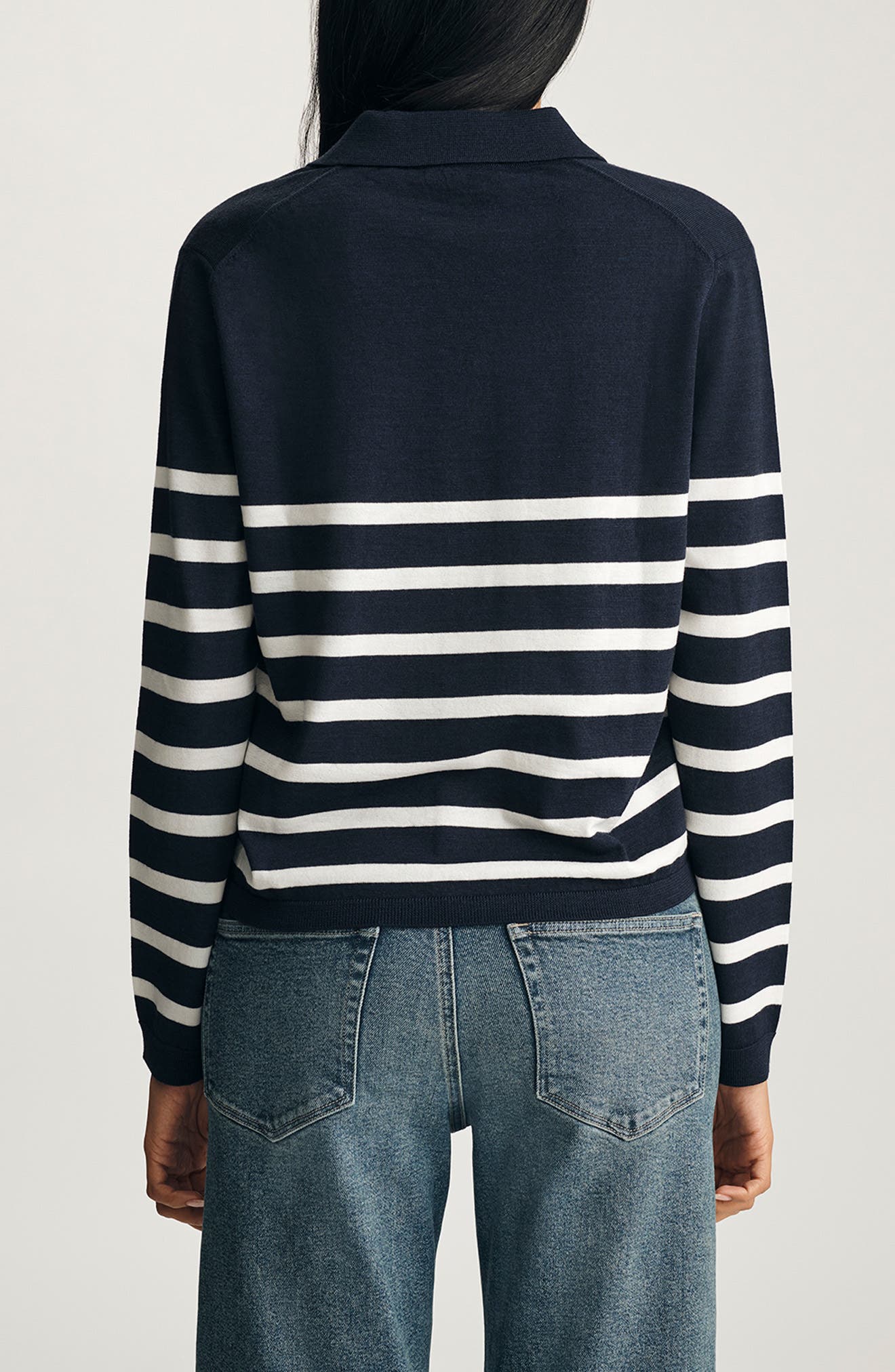 Stripe Wool Polo Sweater - image 2