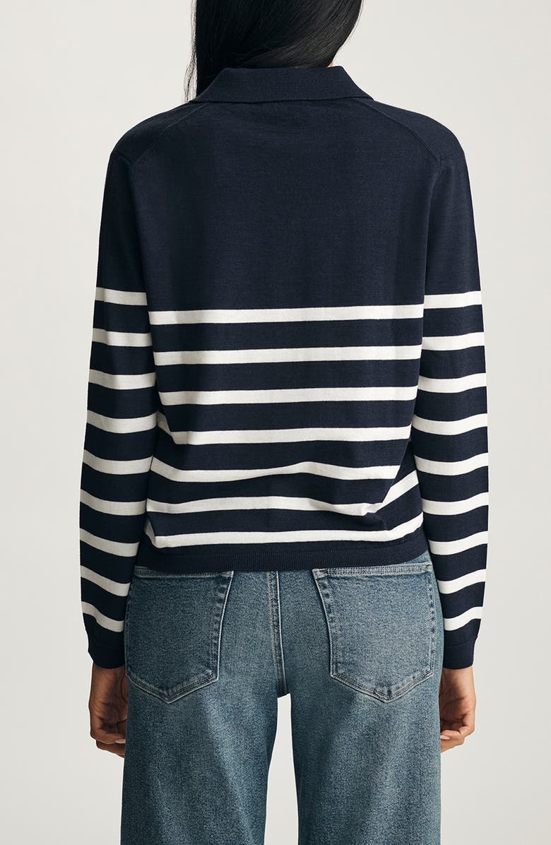 Mavi Jeans Stripe Wool Polo Sweater, Alternate, color, Navy Blazer Stripe