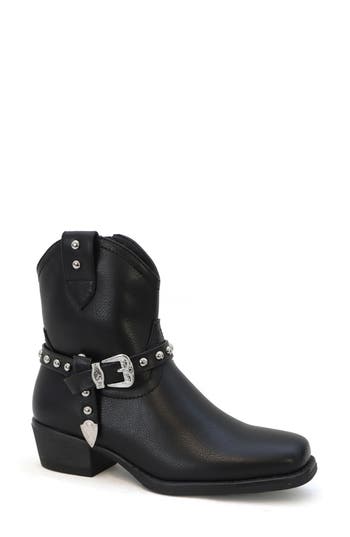 Yoki Krizel Buckle Western Boot In Black