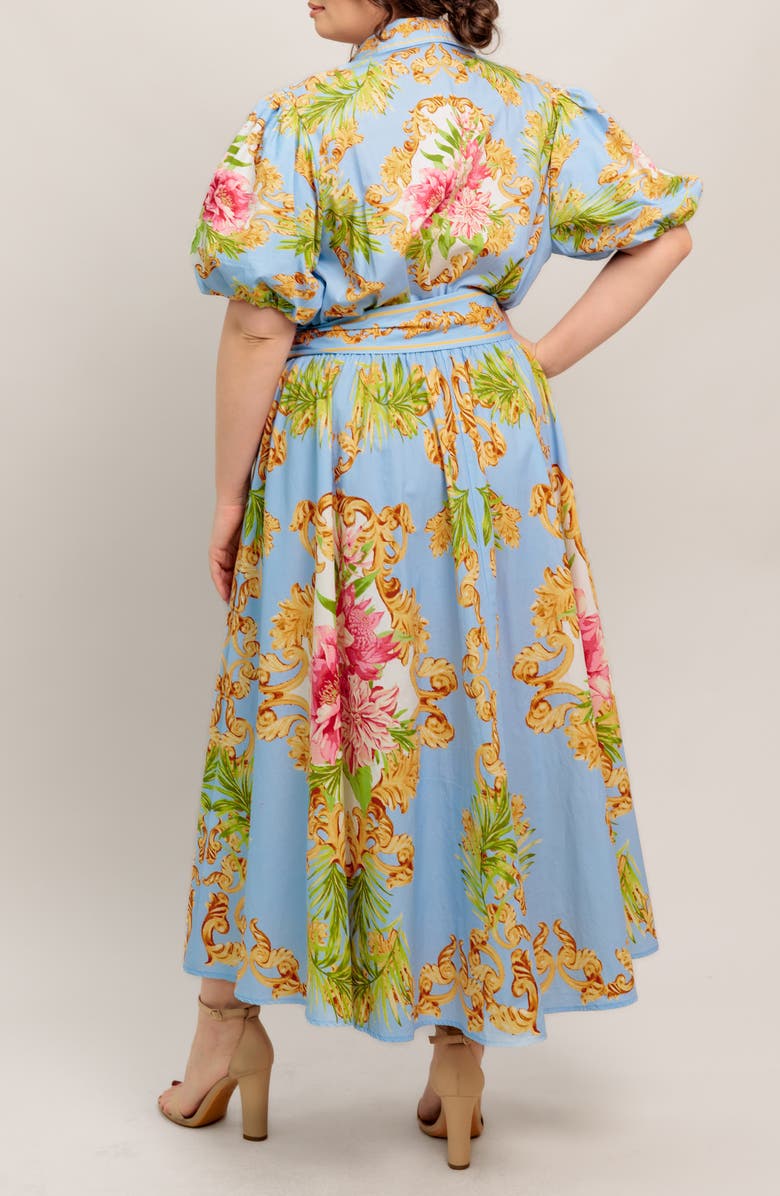 FLYING TOMATO Print Tie Waist Shirtdress, Alternate, color, Light Blue Multi