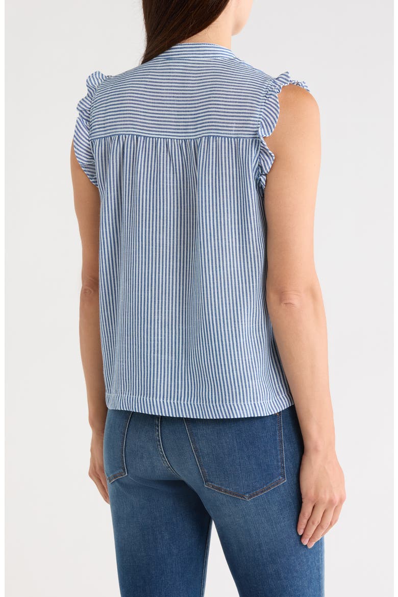 Ruffle Sleeveless Top, Alternate, color, NAVY WHITE