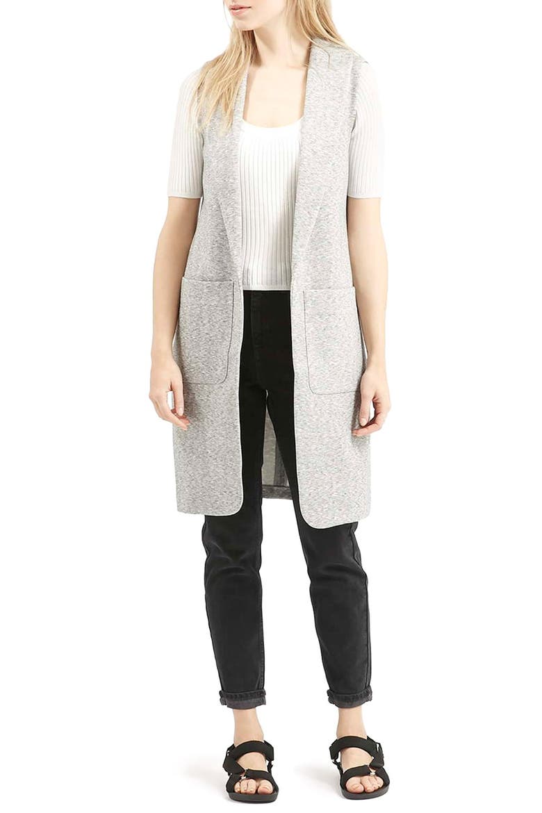 Marled Longline Vest, Alternate, color, LIGHT GREY