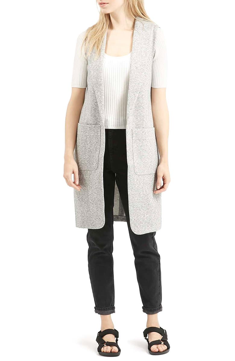 Topshop Marled Longline Vest, Alternate, color,