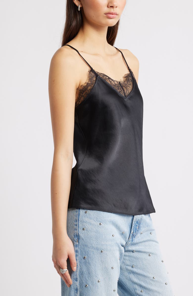 Open Edit Lace Trim Cami, Alternate, color, Black