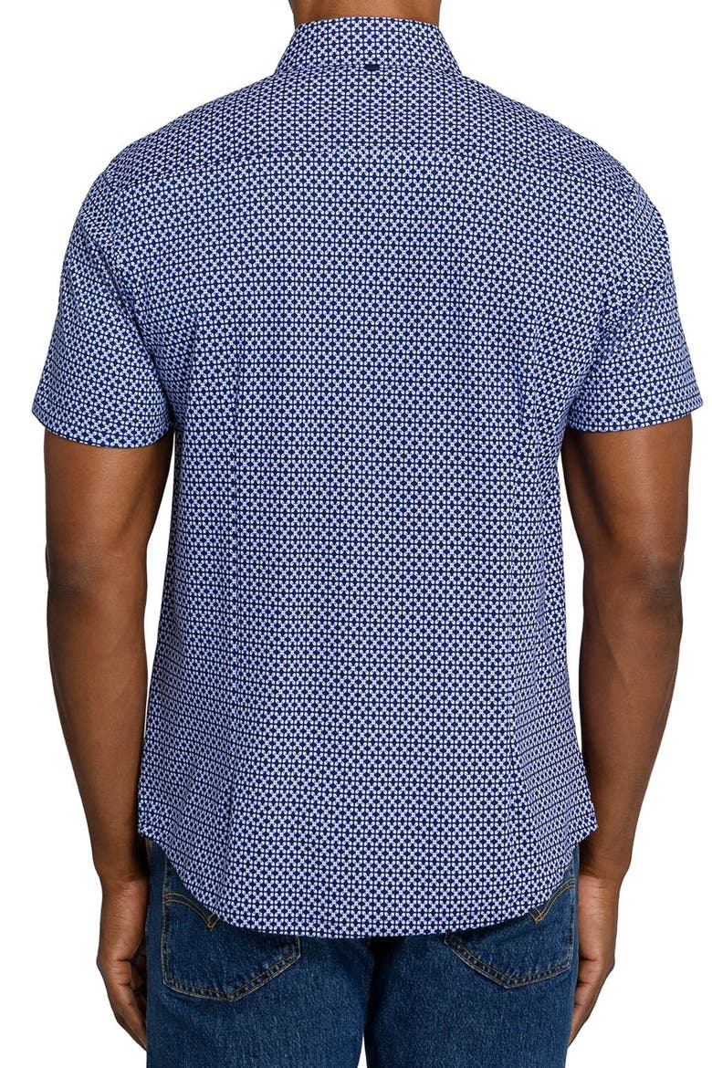 Geometric Short Sleeve Button-Down Shirt, Alternate, color, NAVY