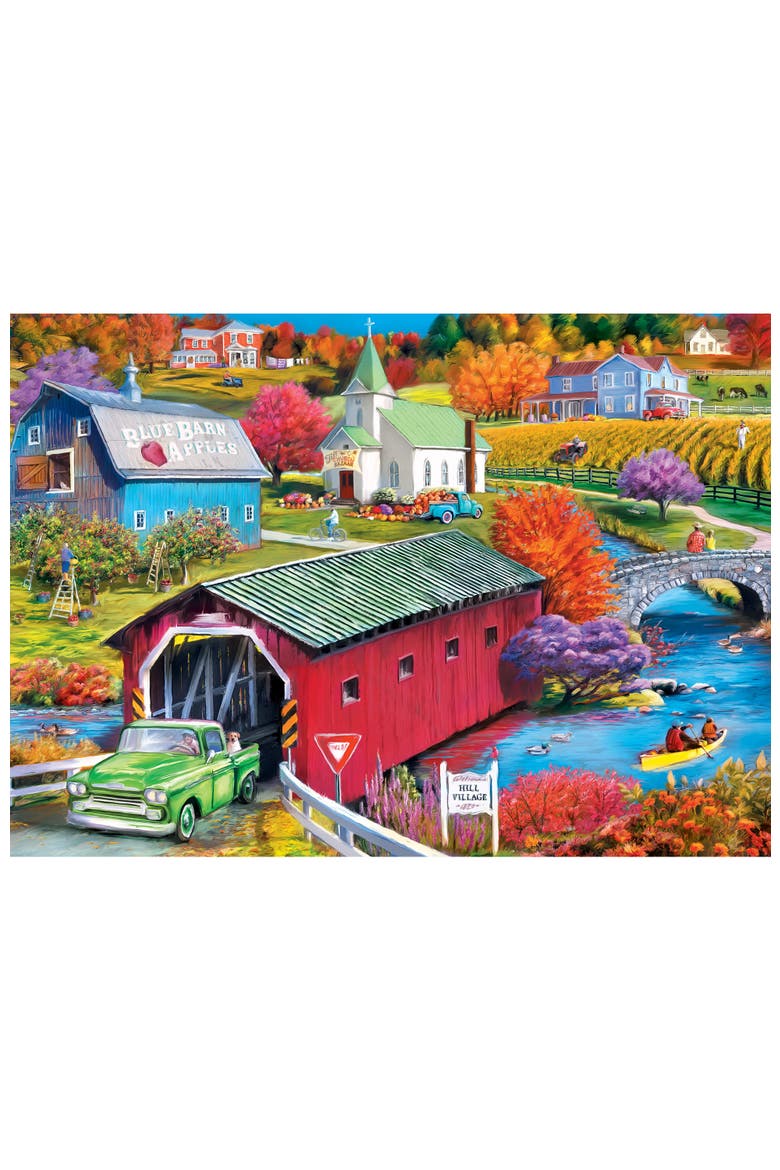 Hill Village Covered Bridge 500pc Puzzle, Alternate, color, Multicolor