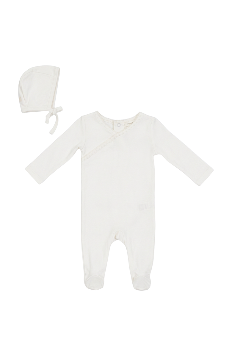 Fragile Rib Modal 2 Piece Romper Set with Contrast Trim Bonnet, Main, color, Powder