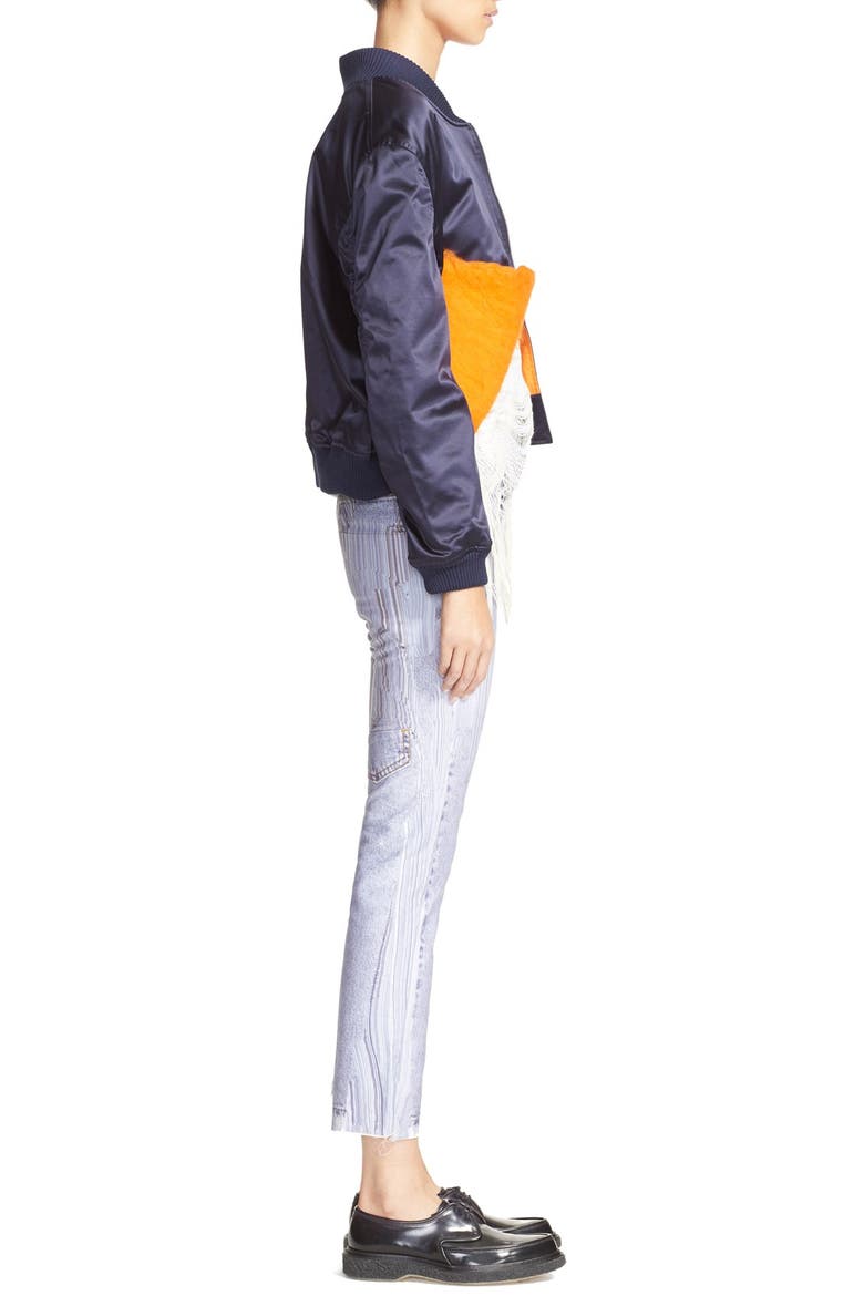 Hand Felted Bomber Jacket, Alternate, color, NAVY ORANGE